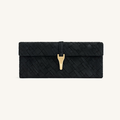 Zaria Woven Clutch - Black