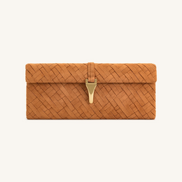 Zaria Woven Clutch - Brown