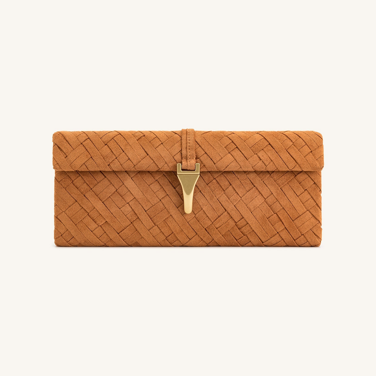 Zaria Woven Clutch - Brown