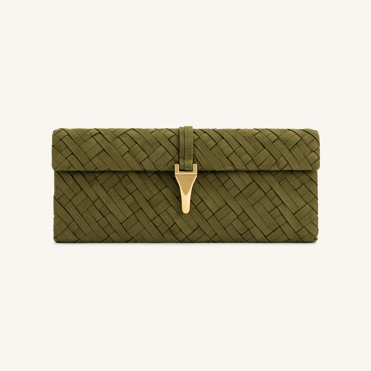 Zaria Woven Clutch - Dark Olive