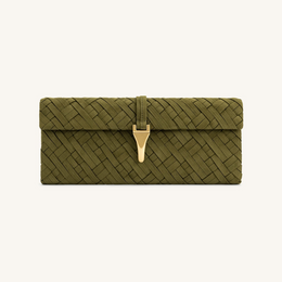 Zaria Woven Clutch - Dark Olive