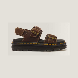 Zebzag Crazy Horse Leather Sandals — Dark Brown