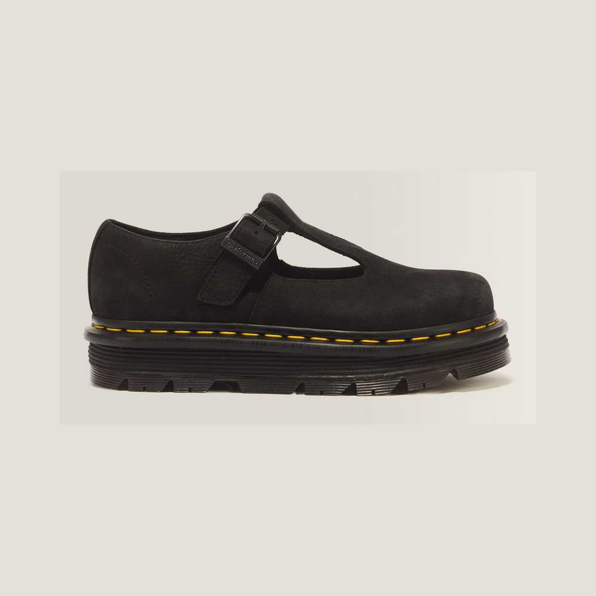 Zebzag Milled Nubuck Mary Jane Shoes — Black