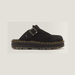 Zebzag Suede Casual Slingback Platform Mules — Black