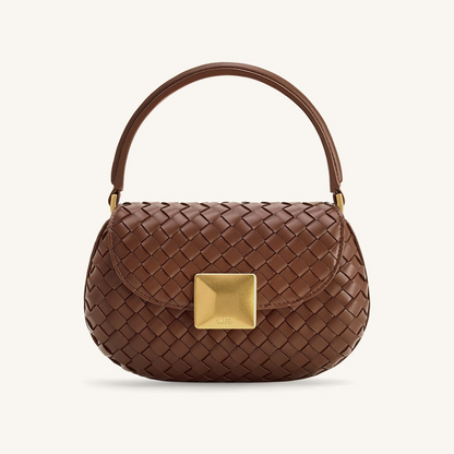 Zuri Hand Woven Round Top Handle Bag - Brown