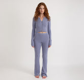 Soft Knit Rib High-Rise Flare Pants