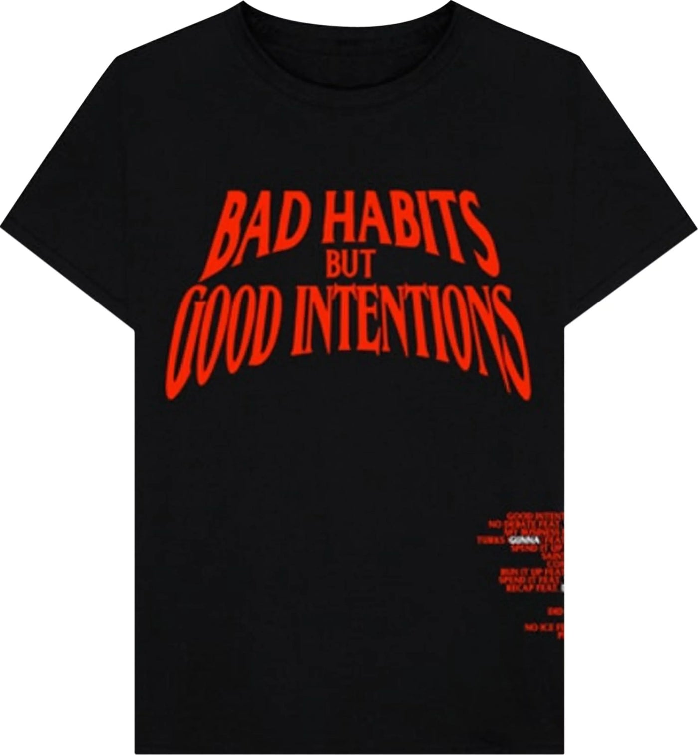 V-Lone Nav Bad Habits Good Intentions Tee 'Black' - Size: S T-Shirts | Shop From The Mirage
