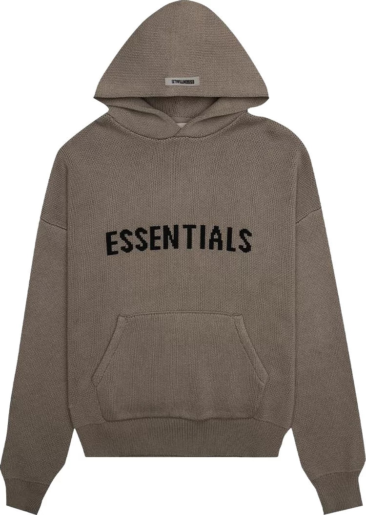 Essential Essentials Knit Pullover Hoodie Taupe - Size: XS Hoodies | Shop From The Mirage