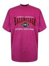 Balenciaga Balenciaga SS22 Logo Embroidered Jersey Tee - Pink/Purple - Size: S T-Shirts | Shop From The Mirage